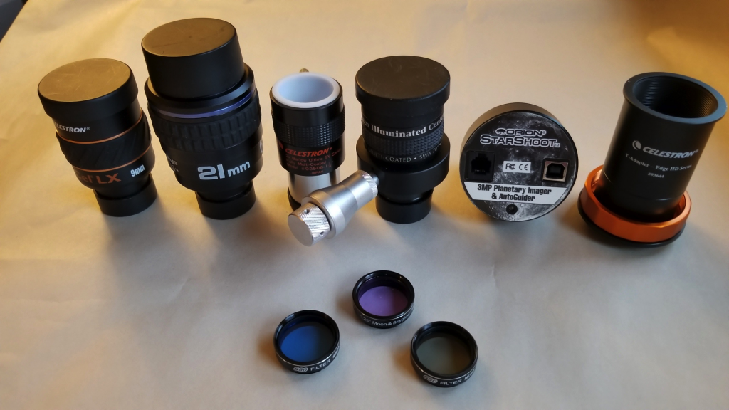 Eyepieces, filters and autoguider